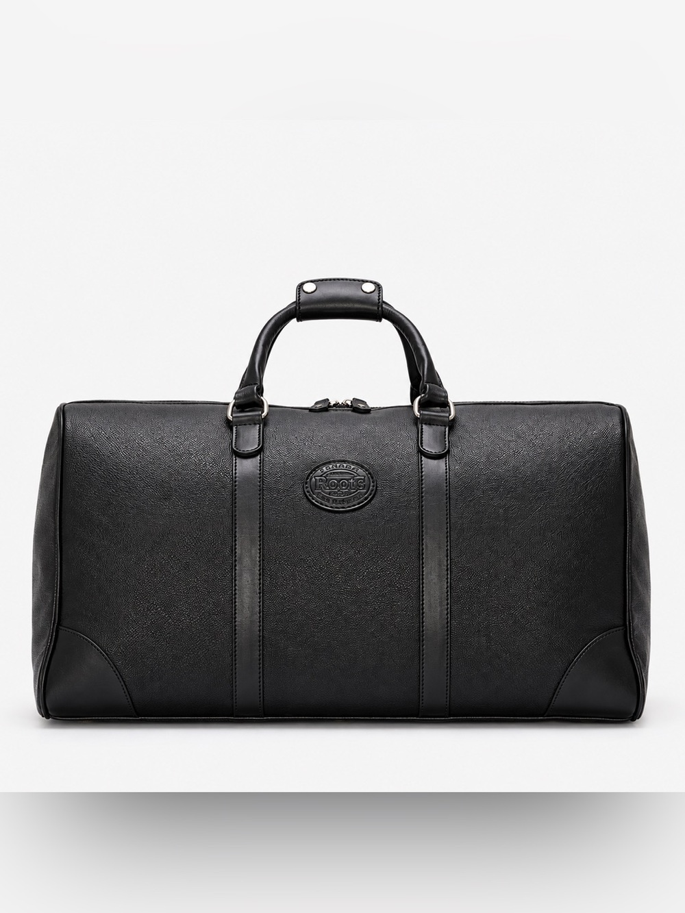 ROOTS Custom Hockey Night in Canada Black Leather Weekender Duffel Bag (SM)